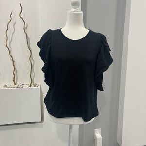 Zara Black Ruffle Sleeve Blouse